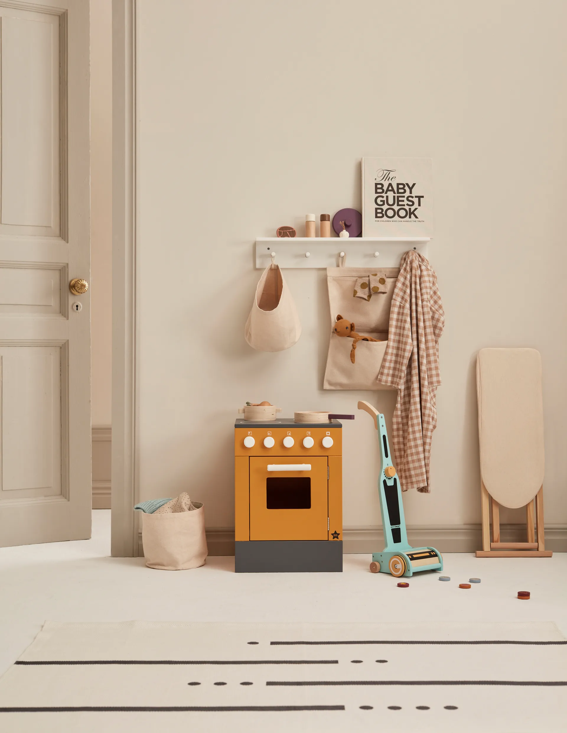 Cesto cilindrico in tessuto Kid's Base, confezione da 2, Bianco naturale Kid's Concept