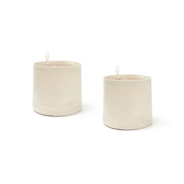 Cesto cilindrico in tessuto Kid's Base, confezione da 2 - Bianco naturale - Kid's Concept