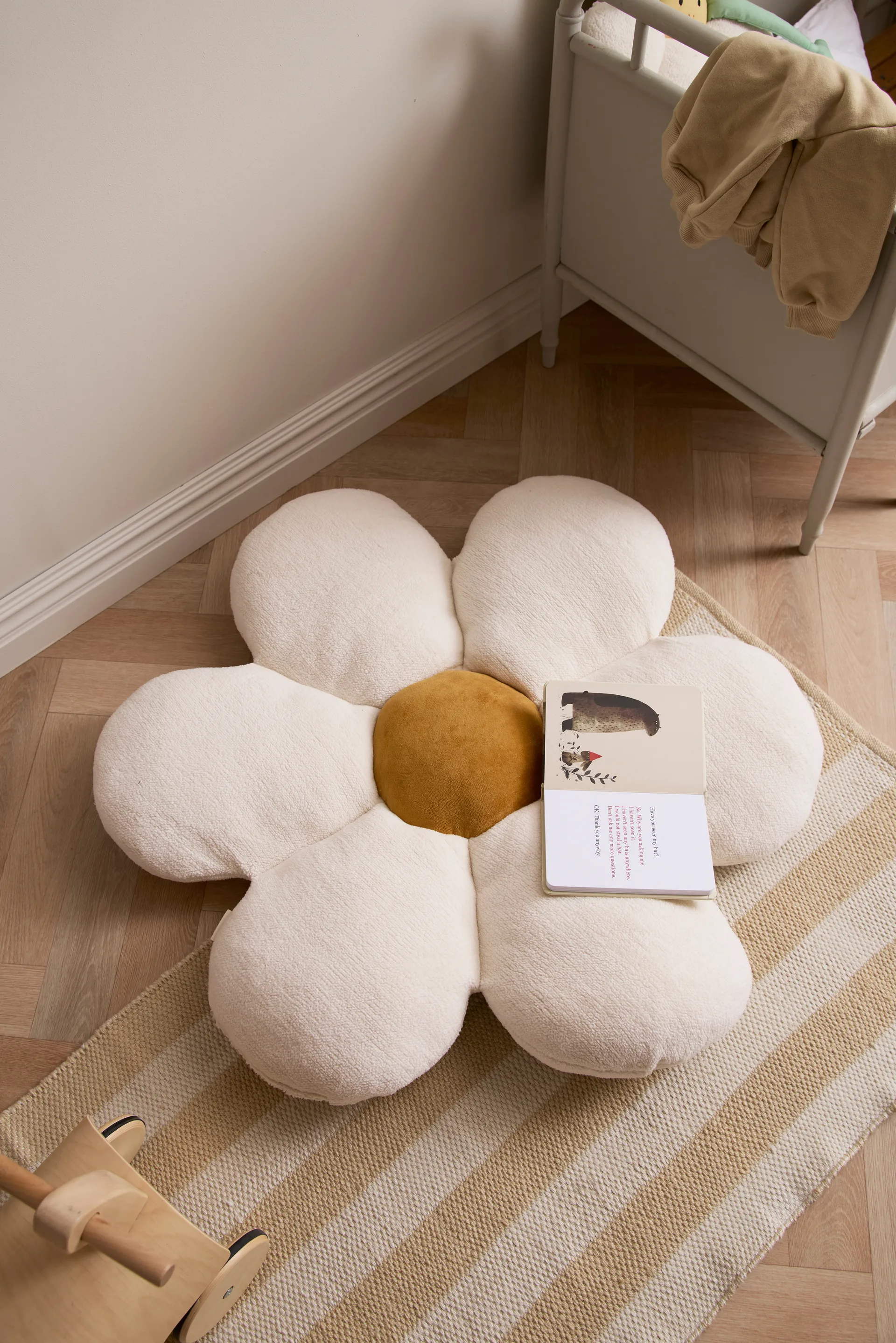 Cuscino da pavimento Blomma, Bianco naturale, Ø100x15 cm Kid's Concept