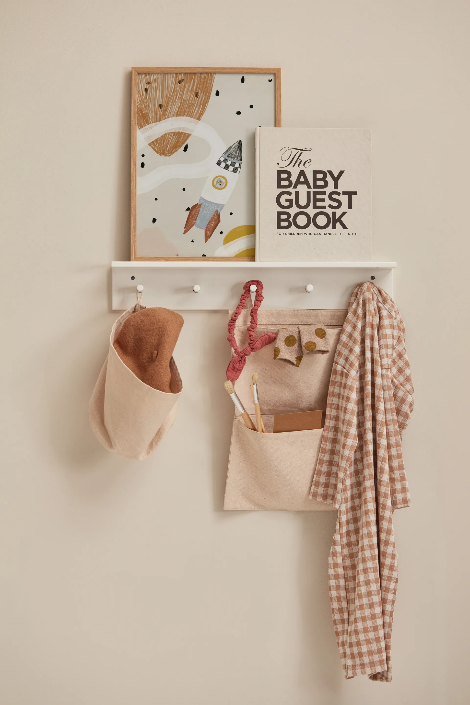 Mensola con ganci Star, Bianco Kid's Concept