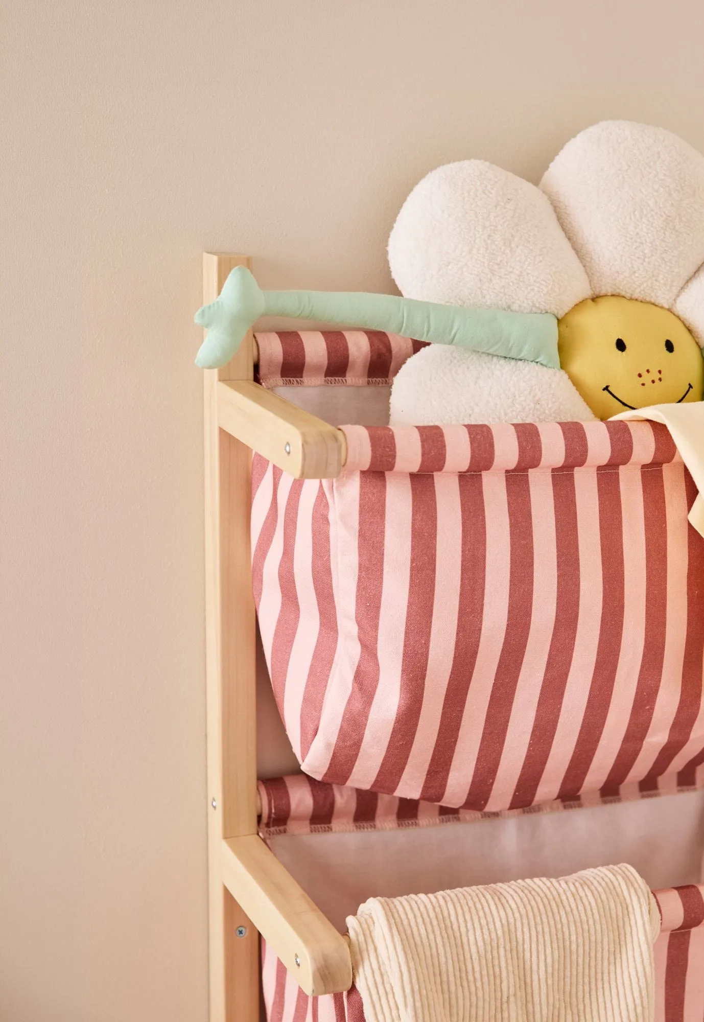 Mensola per borse a righe, Rosa bruno, 40x19x60 cm Kid's Concept