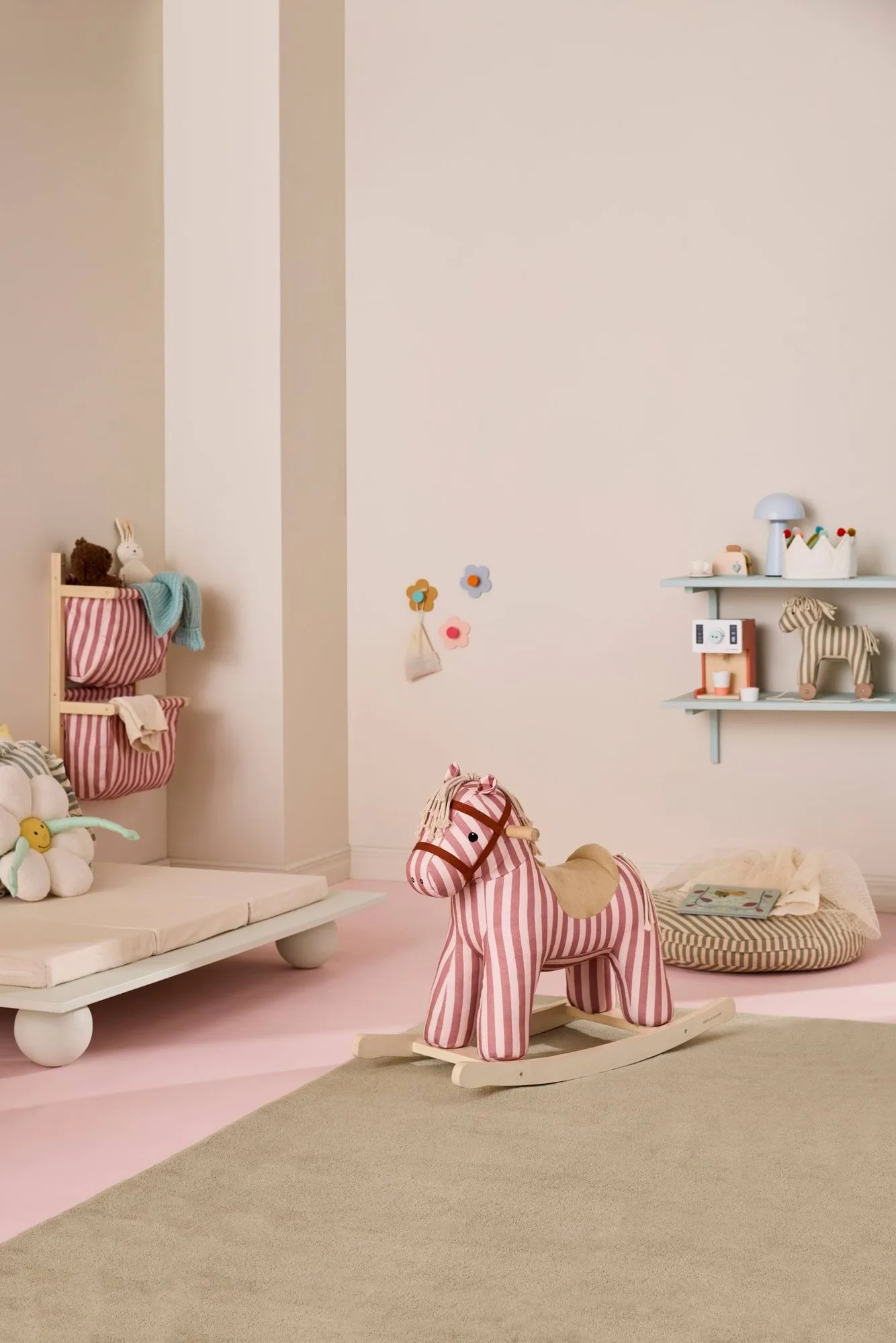Mensola per borse a righe, Rosa bruno, 40x19x60 cm Kid's Concept