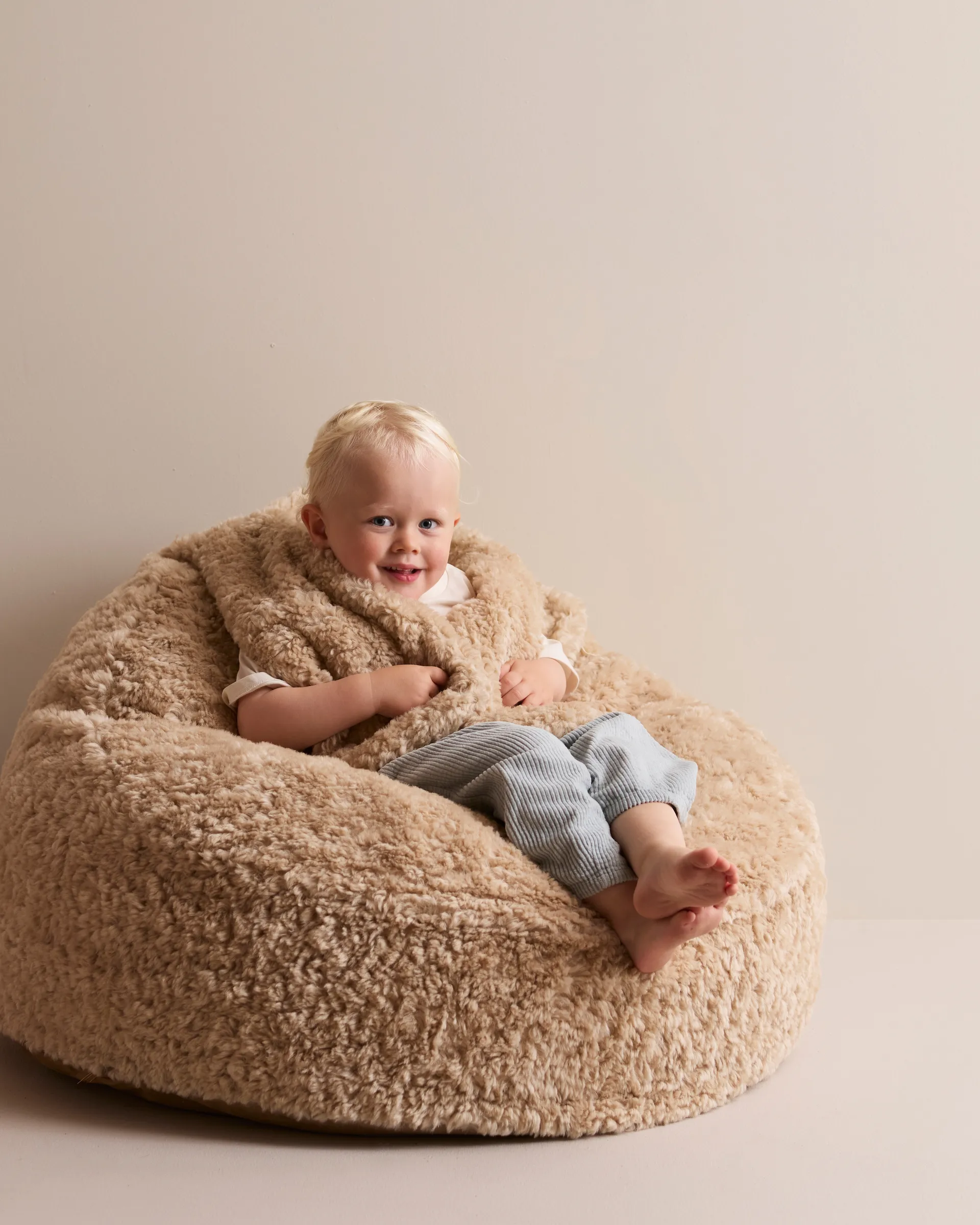 Poltrona a sacco Snuggle, Beige, Ø80x50 cm Kid's Concept