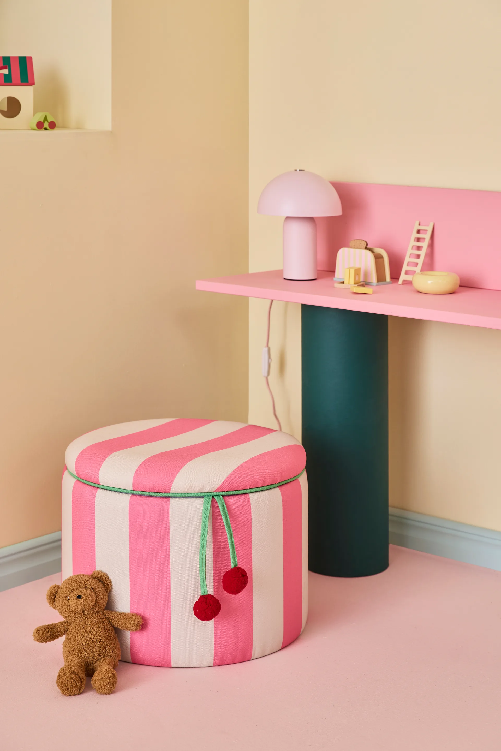 Pouf cilindrico con contenitore, Rosa, Ø40x30,5 cm Kid's Concept