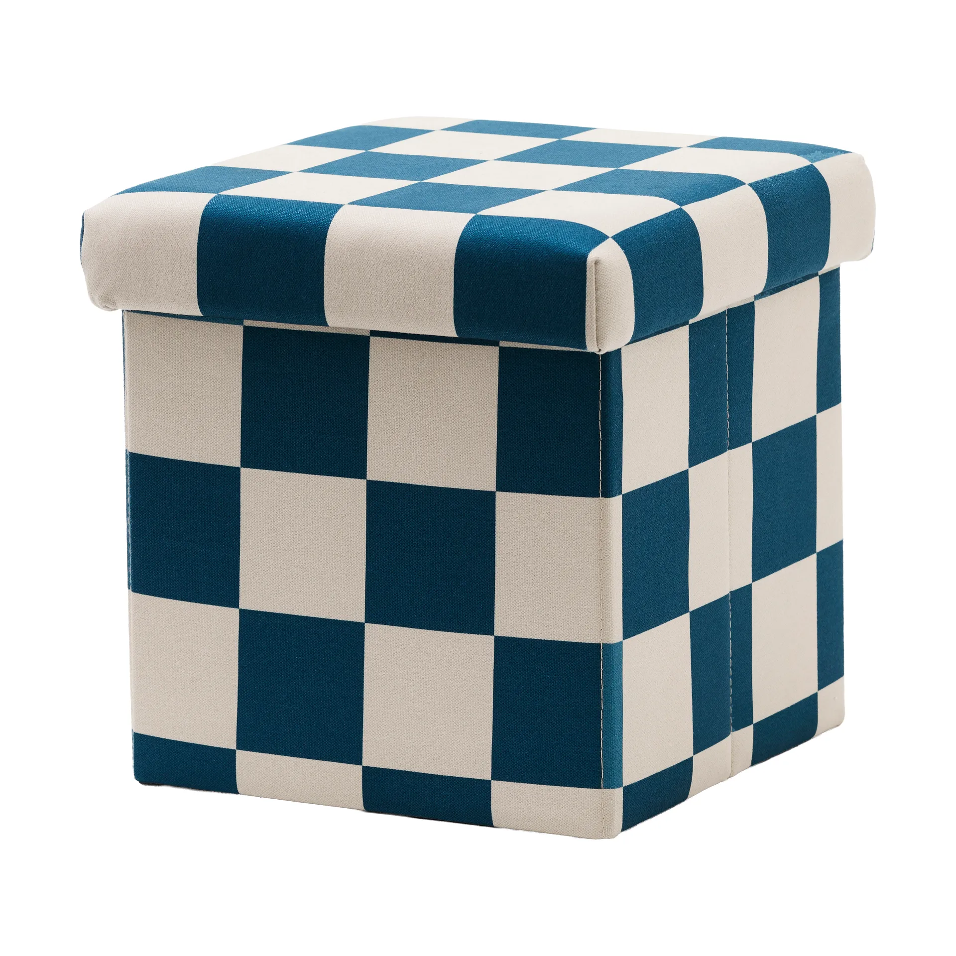 Pouf contenitore a quadri, Blu-verde, 30x30 cm Kid's Concept