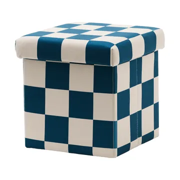 Pouf contenitore a quadri - Blu-verde, 30x30 cm - Kid's Concept