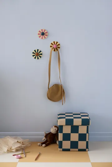 Pouf contenitore a quadri - Blu-verde, 30x30 cm - Kid's Concept