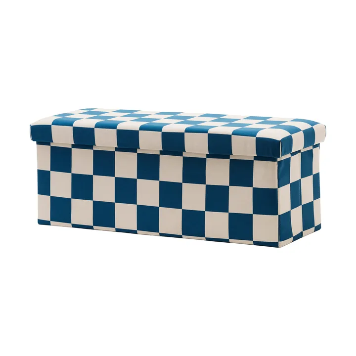 Pouf contenitore a quadri - Blu-verde, 80x30x30 cm - Kid's Concept
