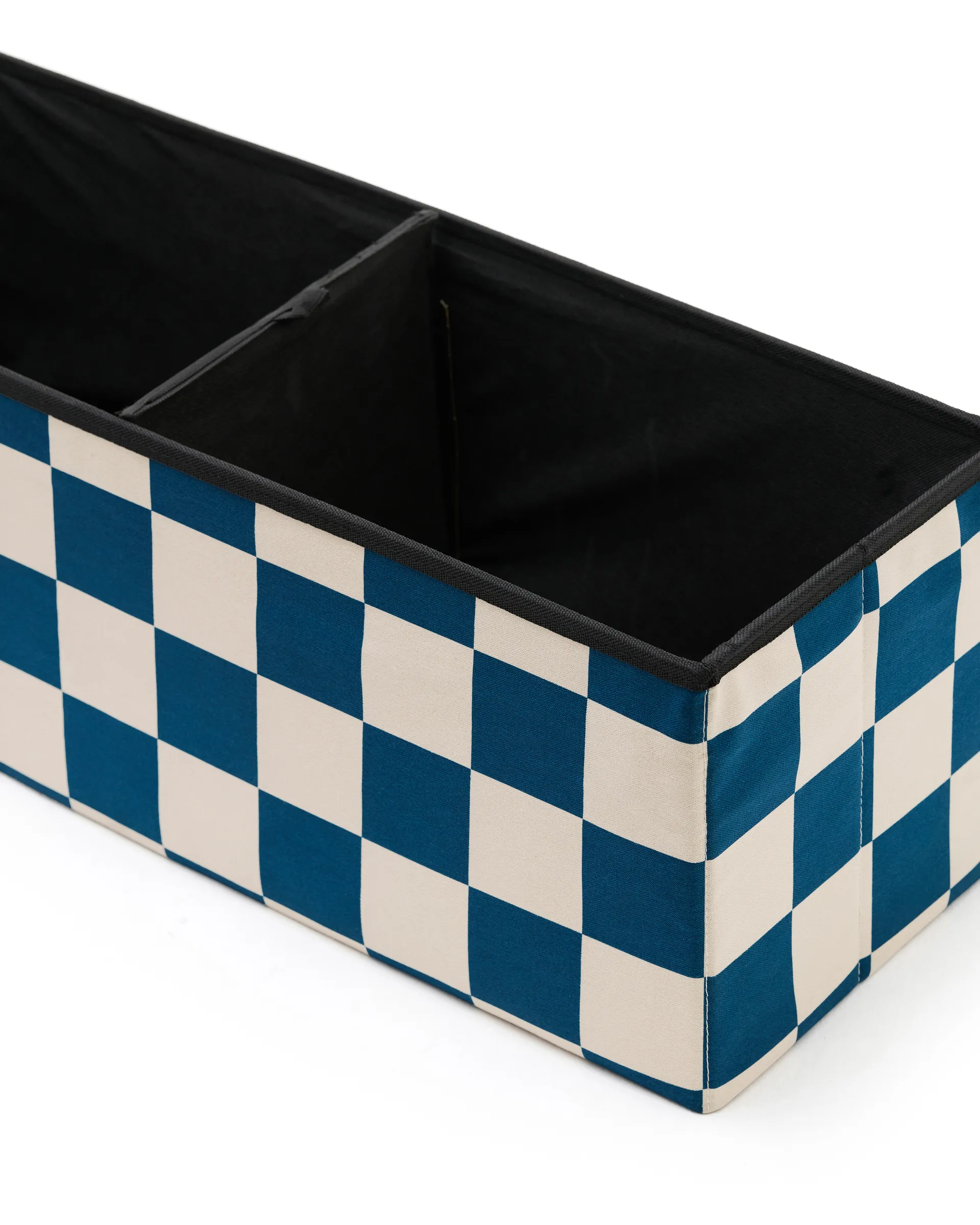 Pouf contenitore a quadri, Blu-verde, 80x30x30 cm Kid's Concept