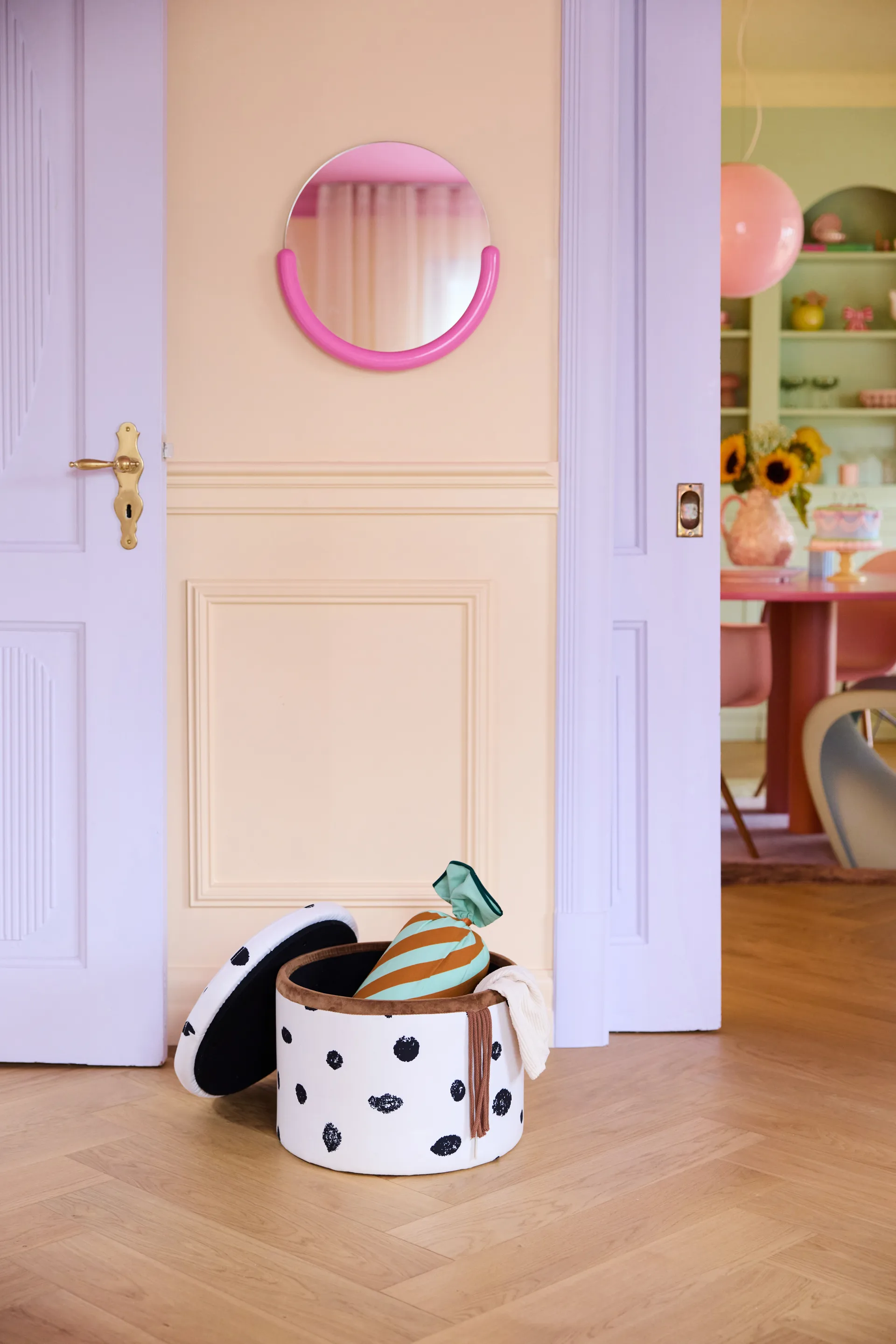 Pouf Pippi con contenitore Ø40x30,5 cm, Multi Kid's Concept