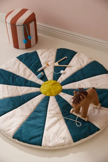 Tappeto da gioco Cirkus - Verde-blu, Ø112x2 cm - Kid's Concept