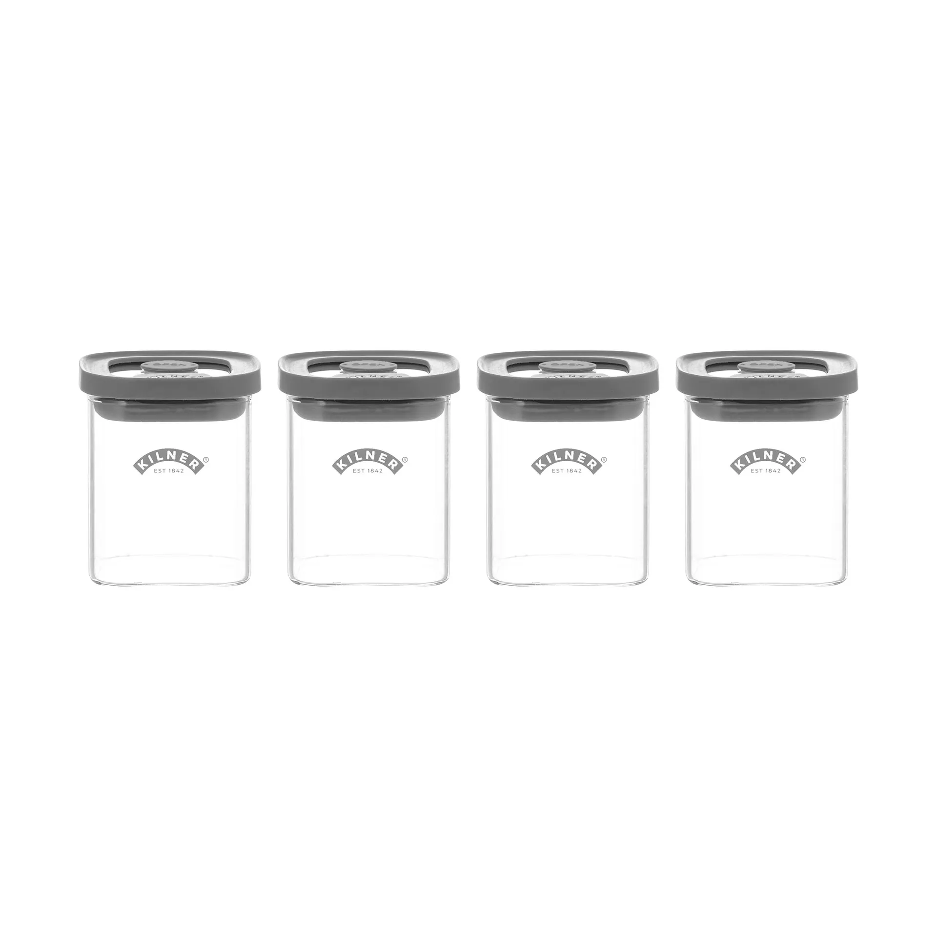 Kilner FRESH barattoli per spezie, Trasparente-grigio, confezione da 4, 160 ml Kilner