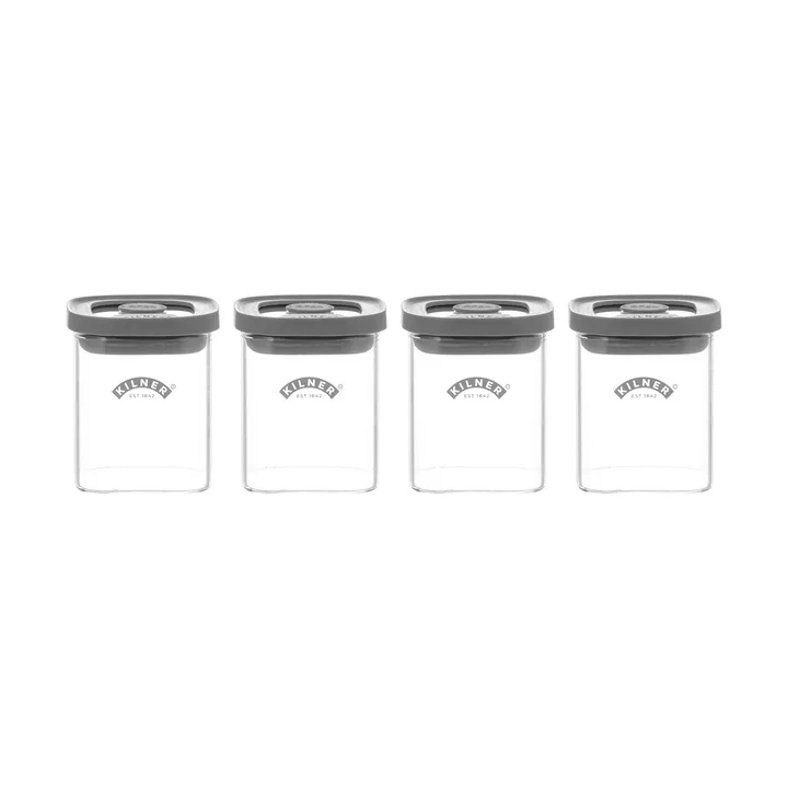 Kilner FRESH barattoli per spezie - Trasparente-grigio, confezione da 4, 160 ml - Kilner