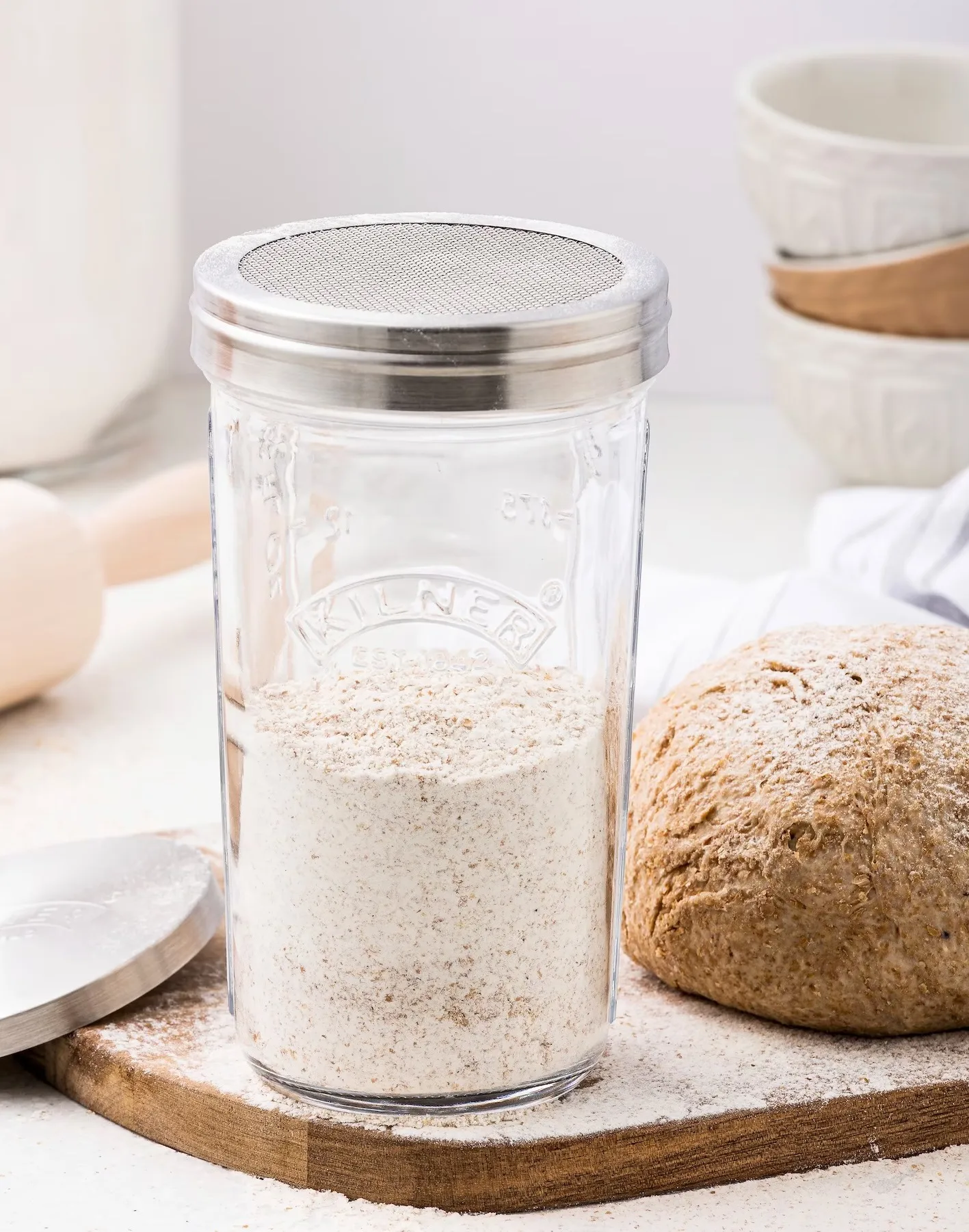 Set barattoli con setaccio Kilner, Trasparente-acciaio inox, 0,5 L Kilner