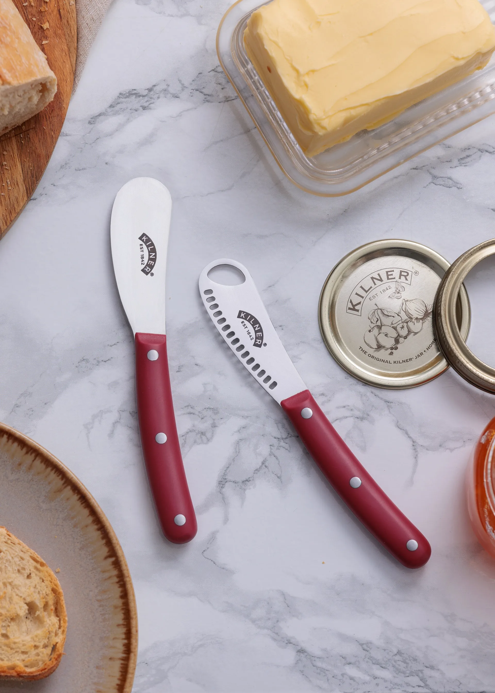 Set di coltelli da burro Kilner, Rosso-acciaio inossidabile Kilner