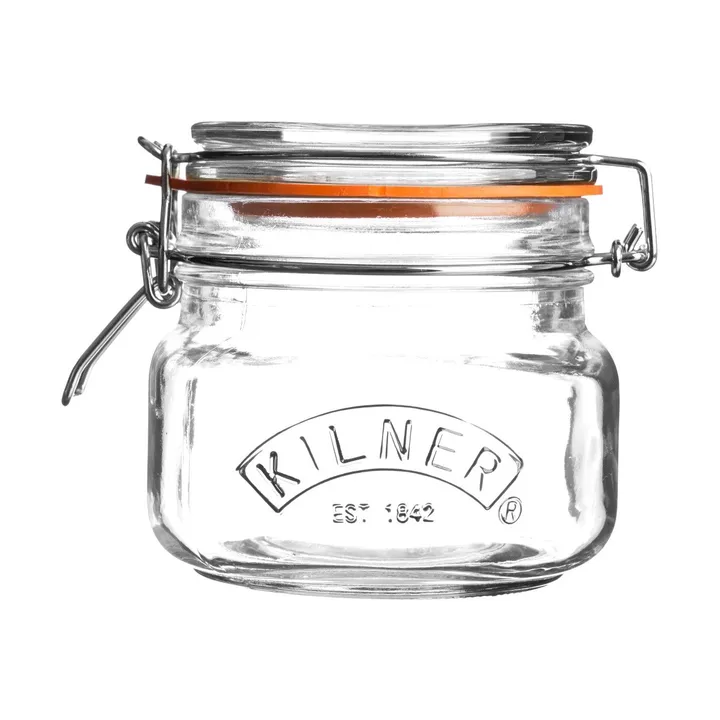 Vasetto per conserve Kilner quadrato con chiusura a leva - Chiaro, 0,5 L - Kilner