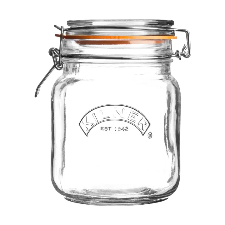 Vasetto per conserve Kilner quadrato con chiusura a leva - Trasparente, 1 L - Kilner