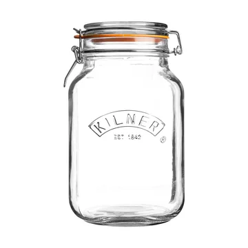 Vasetto per conserve Kilner quadrato con chiusura a leva - Trasparente, 1,5 L - Kilner