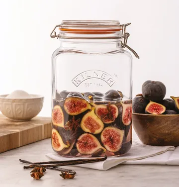 Vasetto per conserve Kilner quadrato con chiusura a leva - Trasparente-acciaio inox, 3 L - Kilner