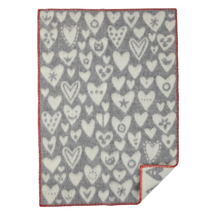 Coperta in lana Baby Heart - grigio - Klippan Yllefabrik