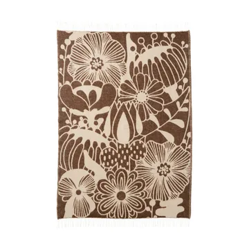 Coperta in lana Blomranka - Brown-beige, 130x200 cm - Klippan Yllefabrik