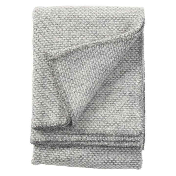Coperta in lana Domino - Grigio chiaro, 130x180 cm - Klippan Yllefabrik