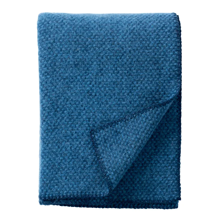 Coperta in lana Domino - Sea blue (blu), 130x180 cm - Klippan Yllefabrik