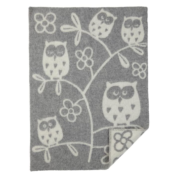 Coperta in lana Tree Owl 
 - grigio chiaro - Klippan Yllefabrik