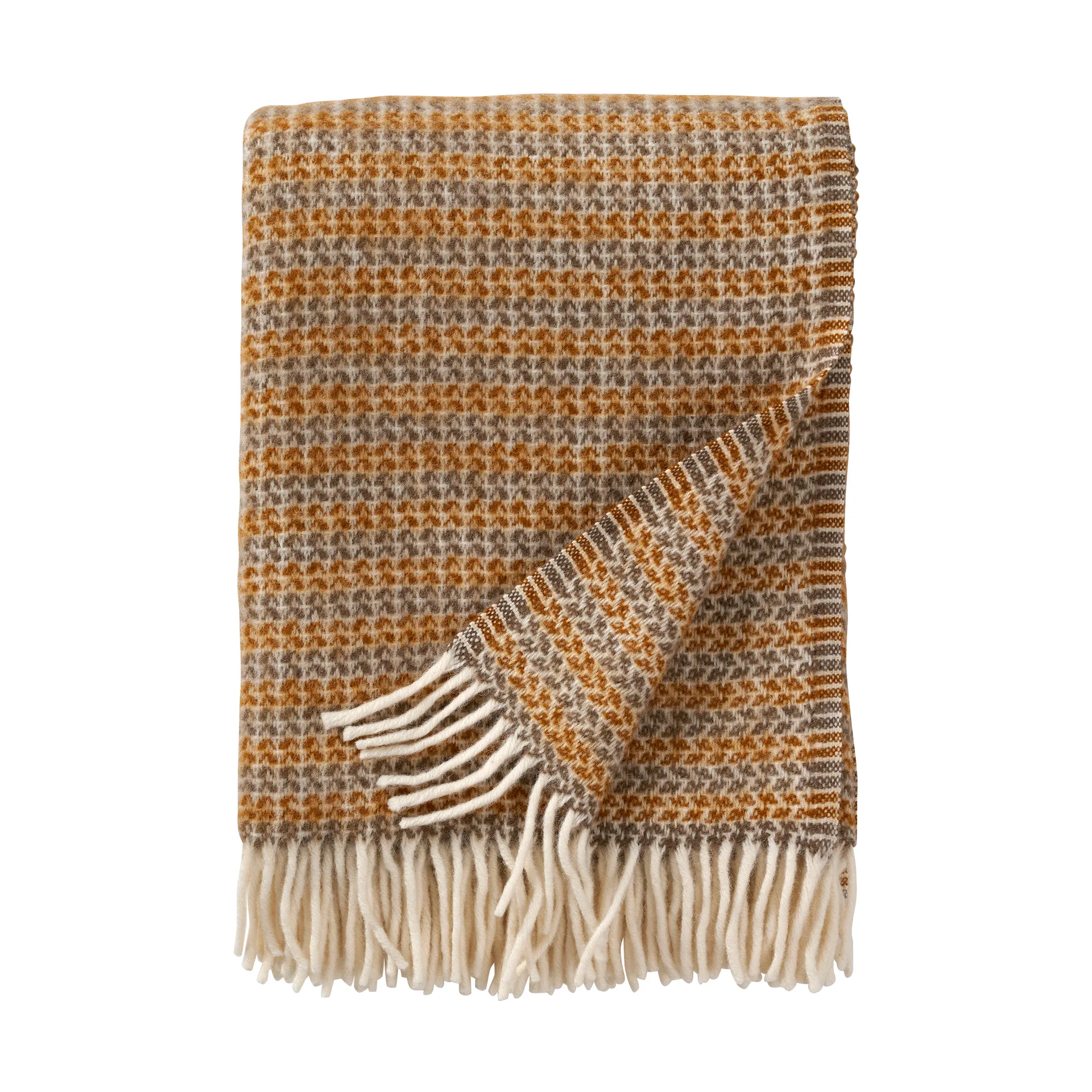 Curve coperta in lana 130x200 cm, Creme caramel Klippan Yllefabrik