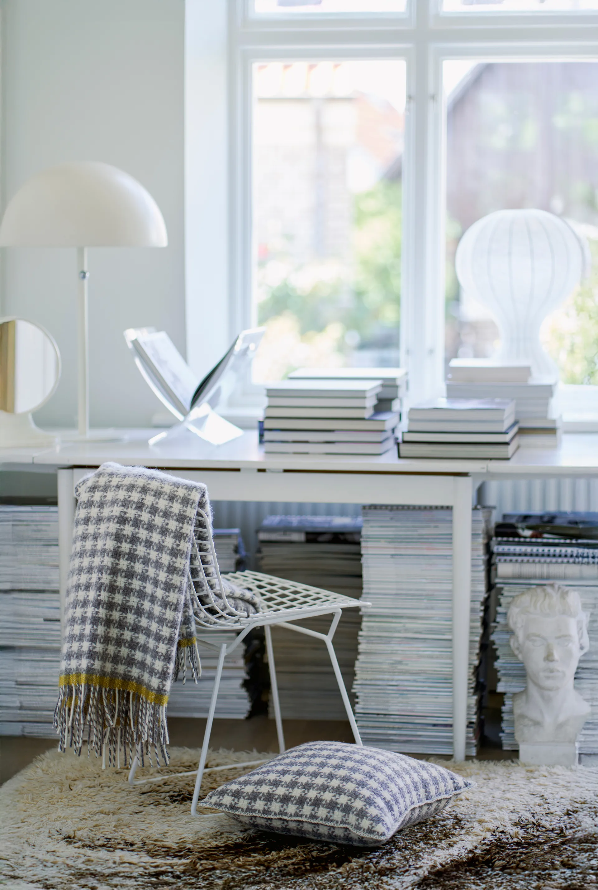 Plaid in lana Dogtooth 130x200 cm, Grigio-giallo Klippan Yllefabrik