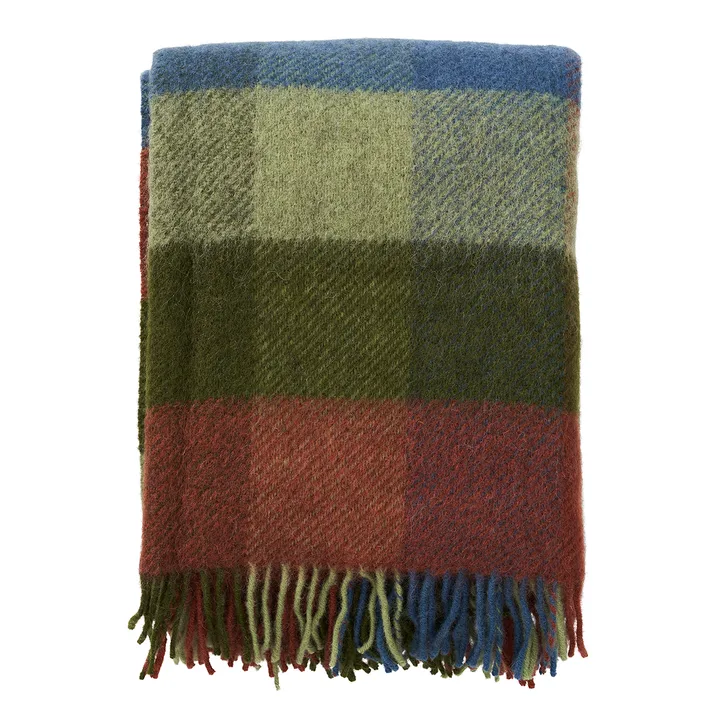 Plaid in lana Gotland 130x200 cm - Multi-verde - Klippan Yllefabrik