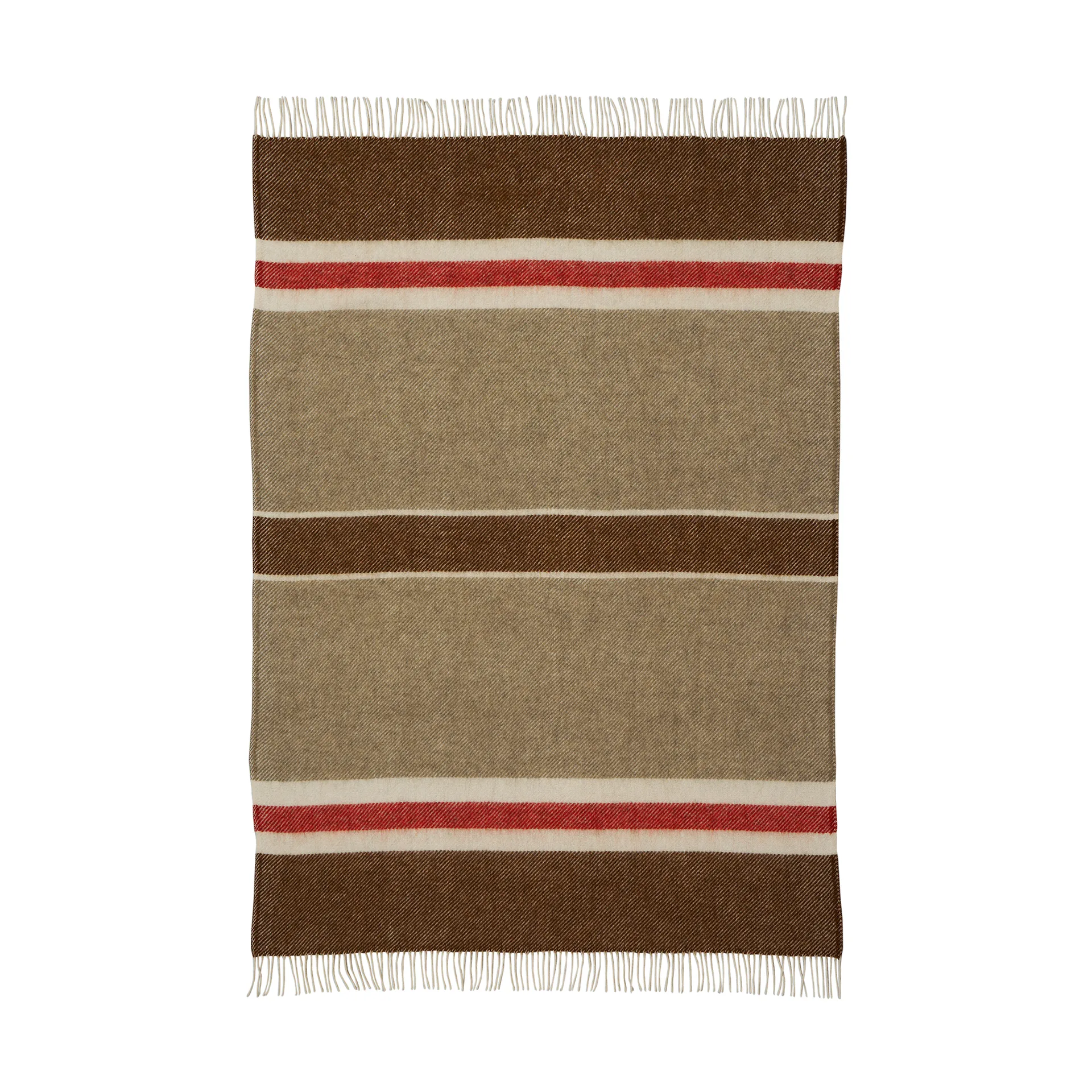 Plaid in lana Gotland Stripe 130x200 cm, Marrone-beige-rosso Klippan Yllefabrik