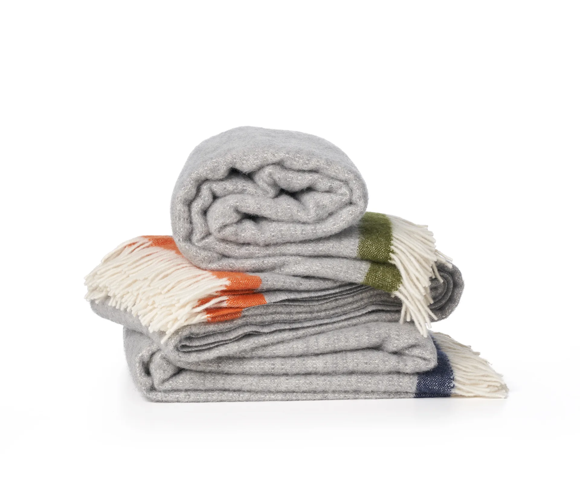Plaid in lana Hampus 130x200 cm, Grigio-arancione Klippan Yllefabrik