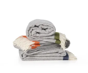 Plaid in lana Hampus 130x200 cm - Grigio-arancione - Klippan Yllefabrik