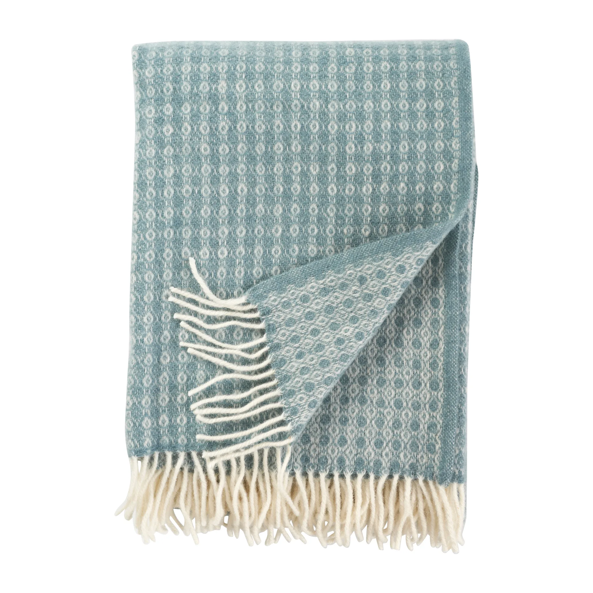 Plaid in lana Loop 130x200 cm, Sky blue (blu) Klippan Yllefabrik