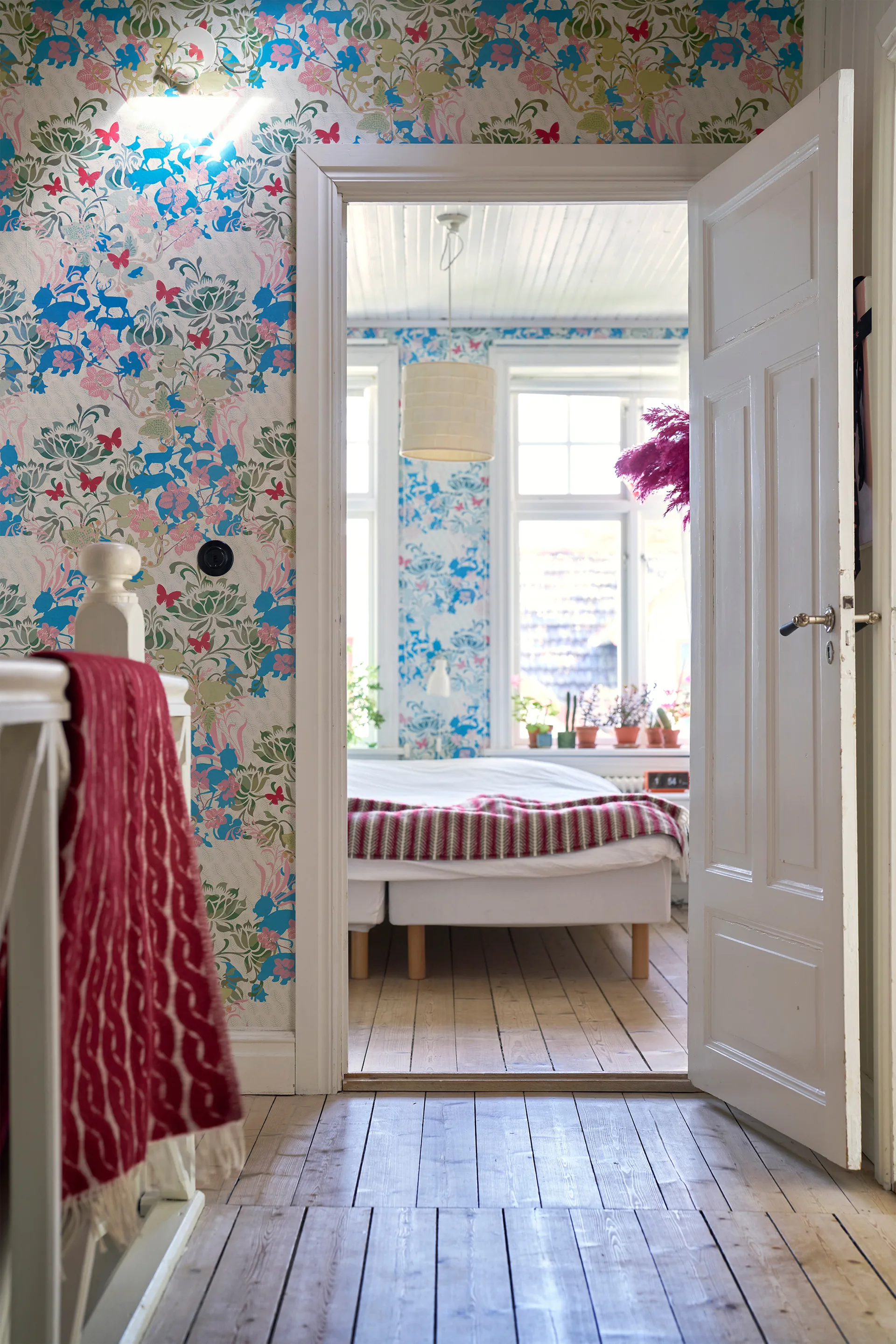 Plaid in lana Oscar 130x200 cm, Multi bordeaux Klippan Yllefabrik