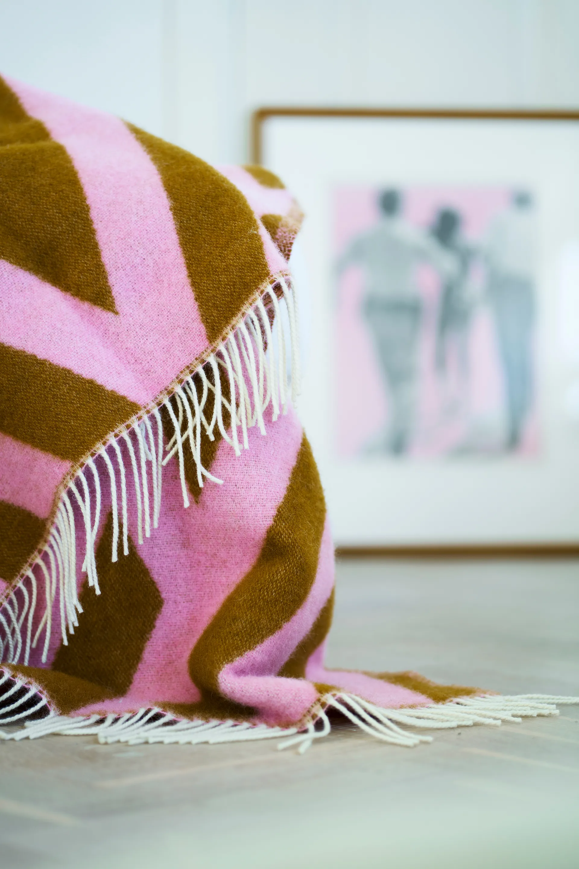 Plaid in lana Tangent 130x200 cm, Pink-carmel Klippan Yllefabrik