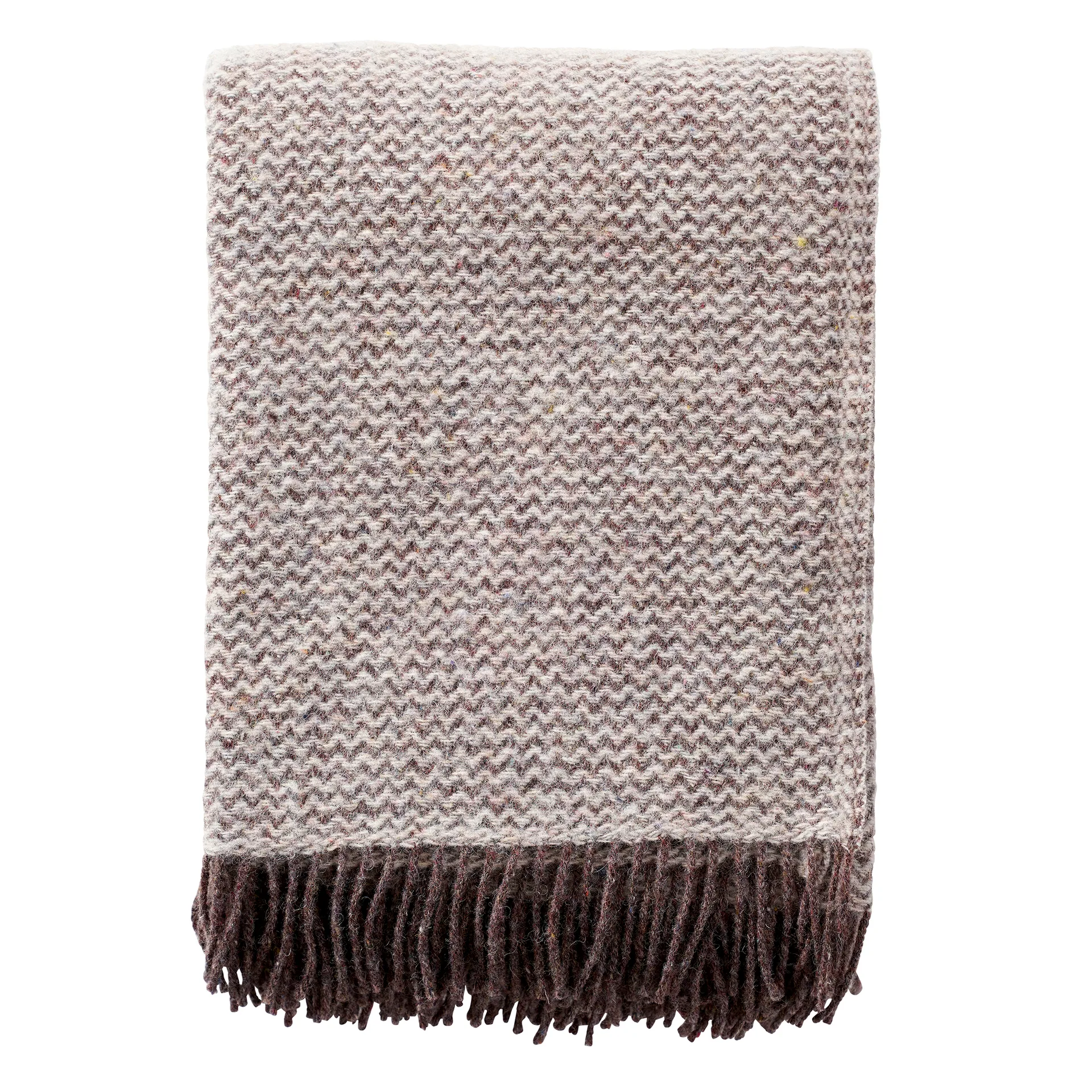 Plaid in lana Wave, marrone naturale Klippan Yllefabrik
