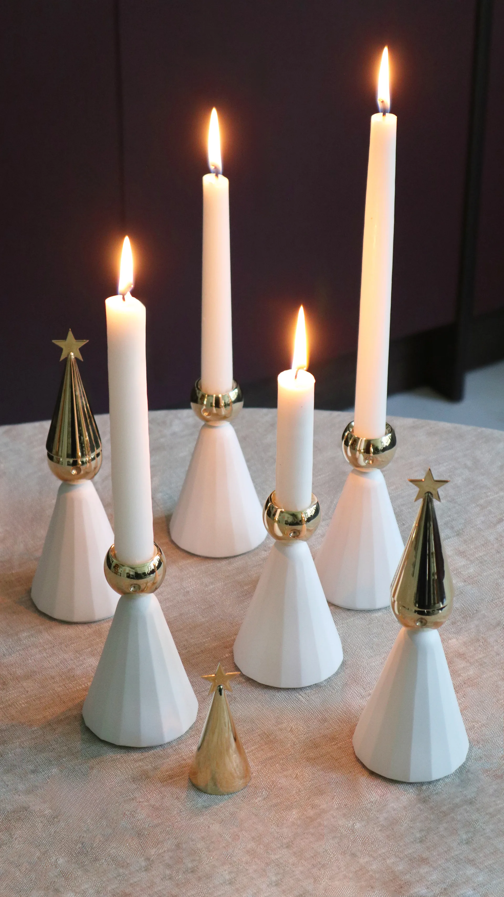 Candelabro Soprano, Bianco-ottone KLONG