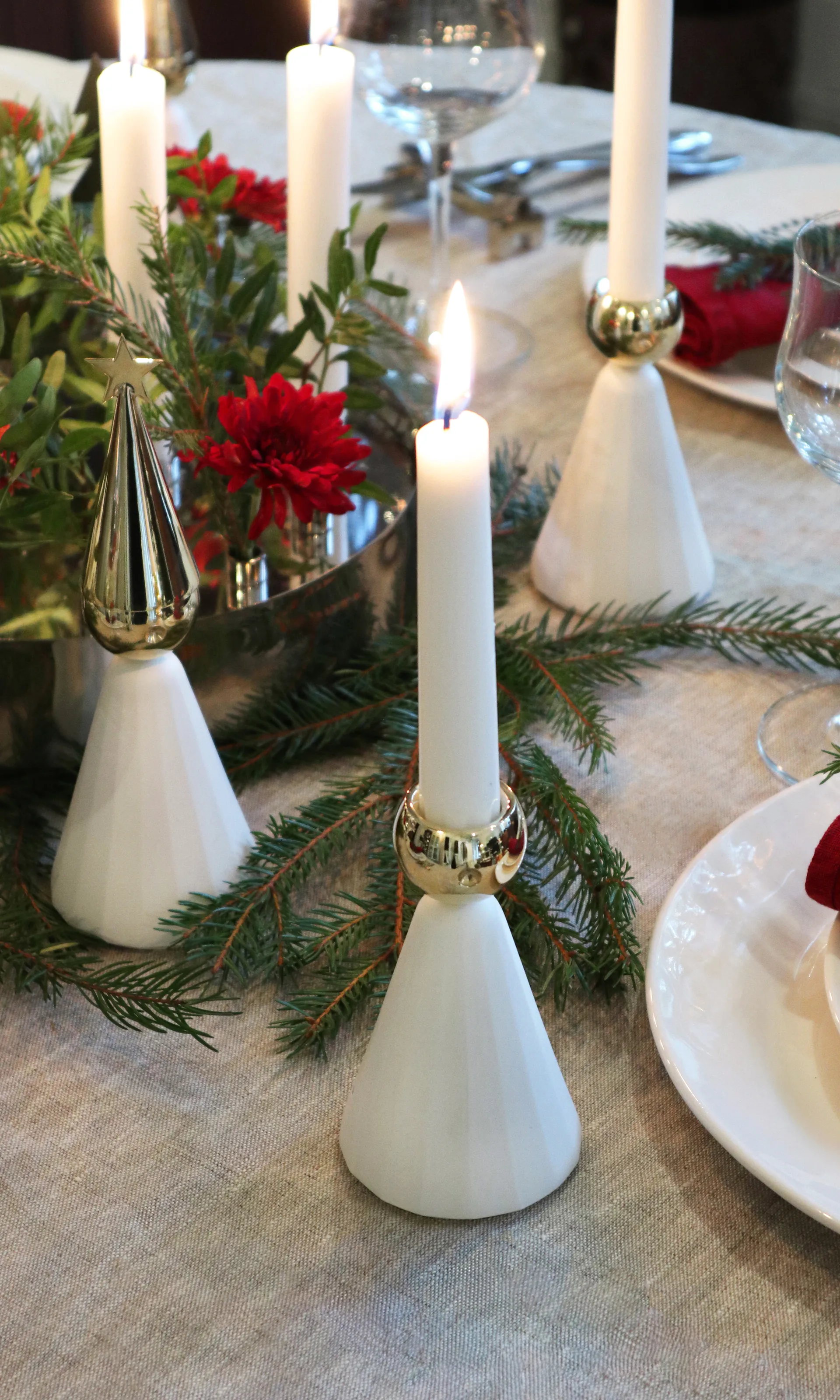 Candelabro Soprano, Bianco-ottone KLONG