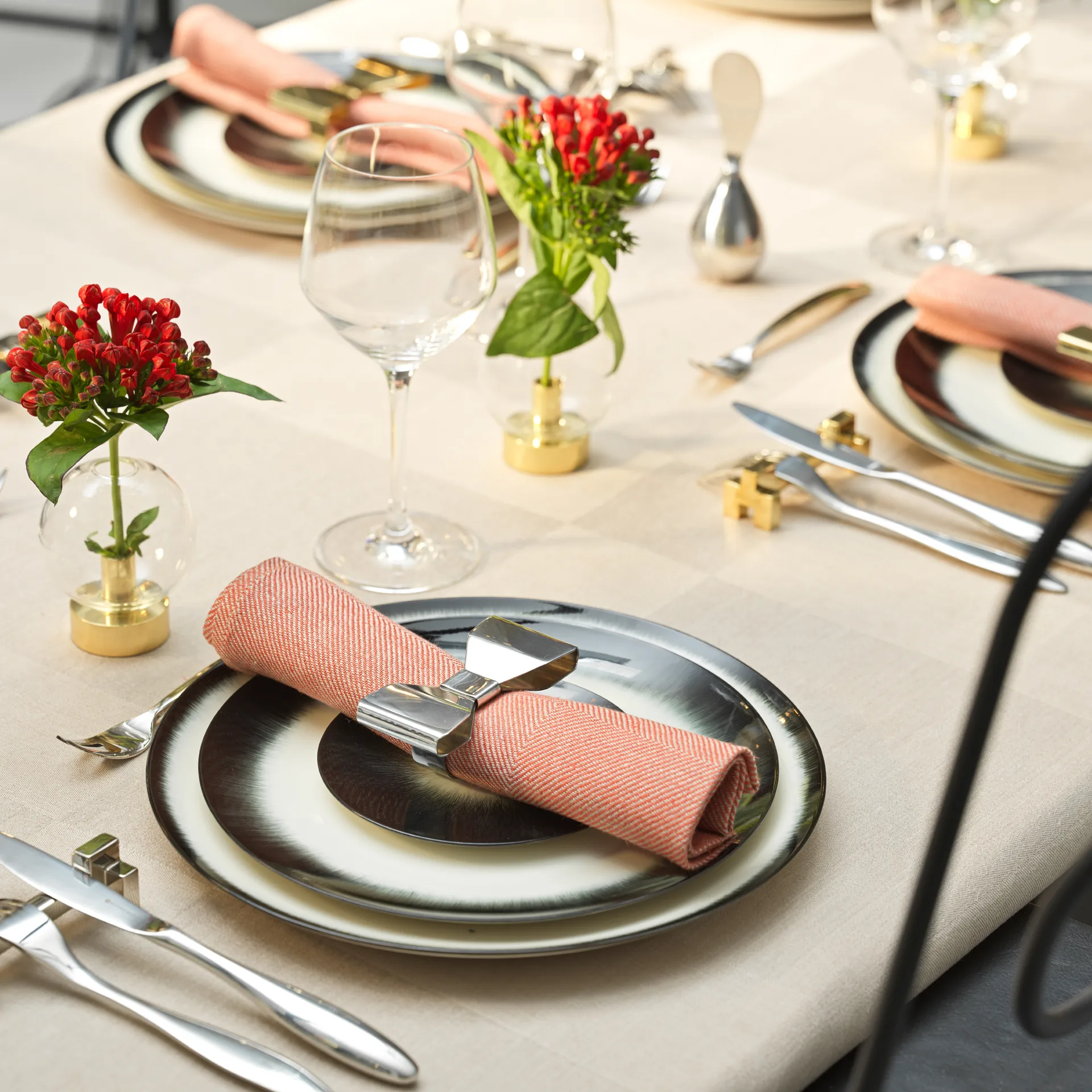 Portatovagliolo ad anello Bowie, confezione da 2, Acciaio inossidabile KLONG