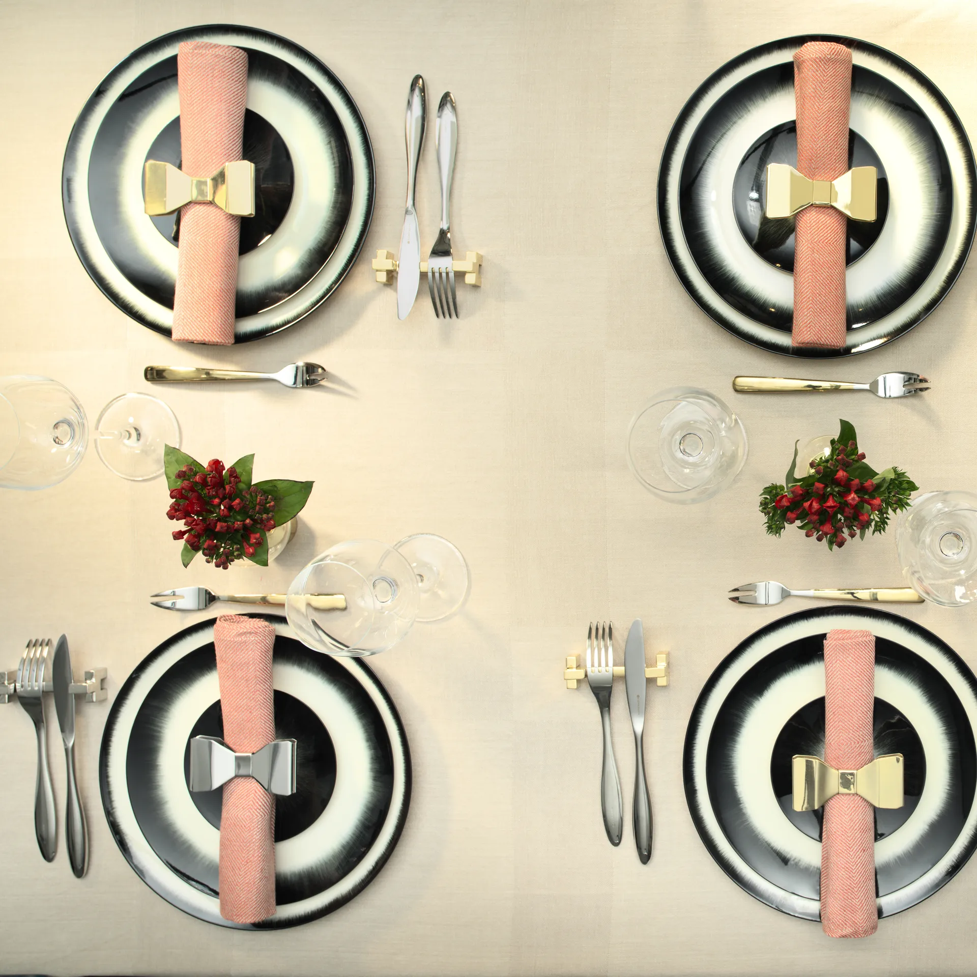 Portatovagliolo ad anello Bowie, confezione da 2, Ottone KLONG