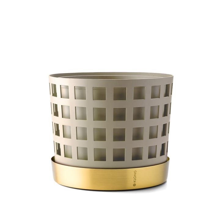 Vaso quadrato Trio Pot - beige, medio, Ø 18 cm - KLONG