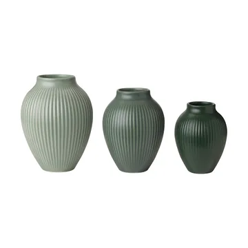 Mini vaso Knabstrup ripple mat 3-delar - Misty green-celadon green-dark green - Knabstrup Keramik