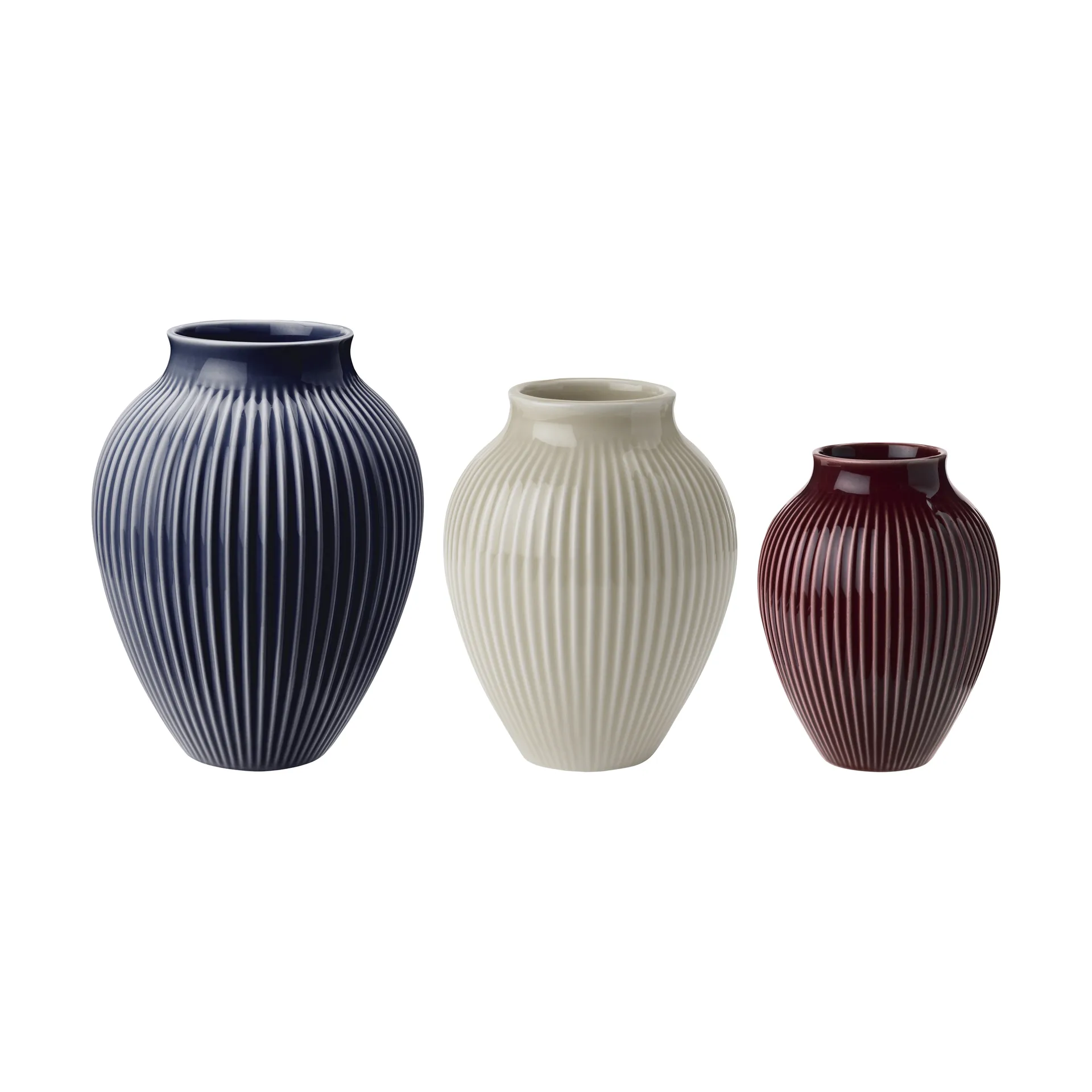Vaso Knabstrup a coste confezione da 3, Berry-sand-blu scuro Knabstrup Keramik