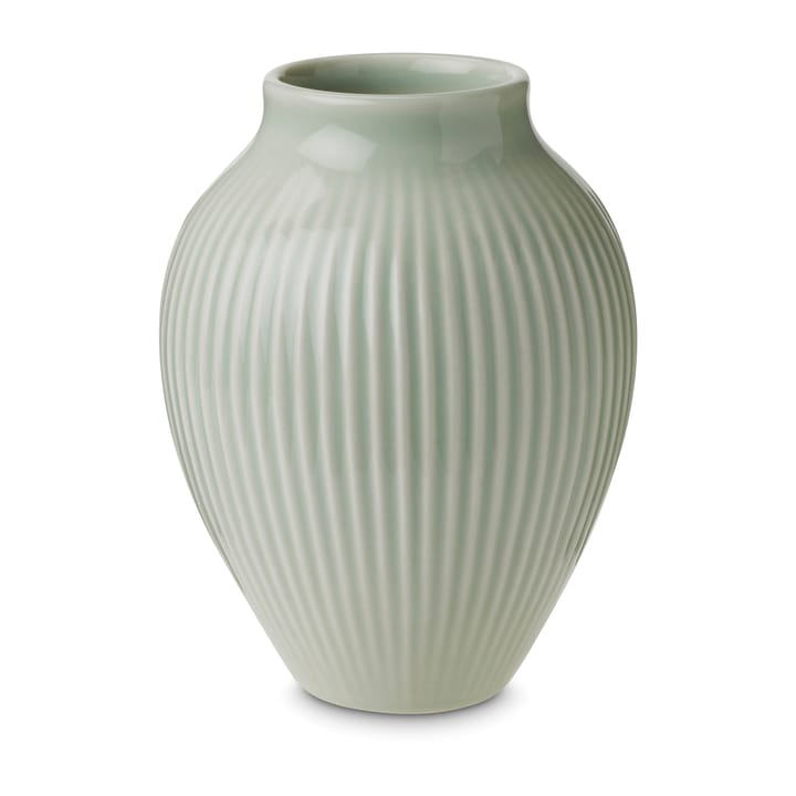 Vaso rigato Knabstrup 12,5 cm - Verde menta - Knabstrup Keramik