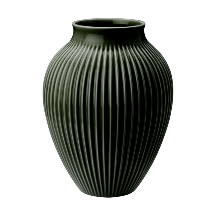Vaso rigato Knabstrup 20 cm - Dark green - Knabstrup Keramik