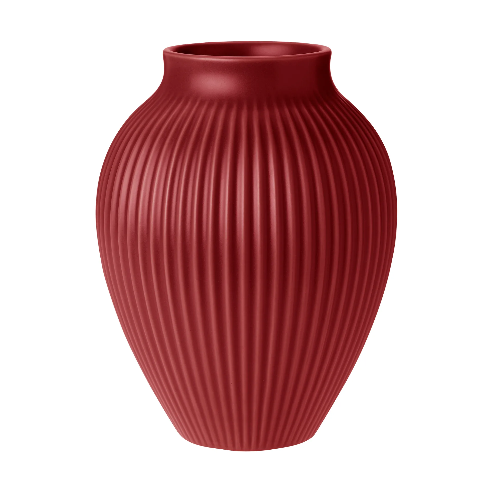 Vaso rigato Knabstrup 20 cm, Rosso ciliegia soft Knabstrup Keramik