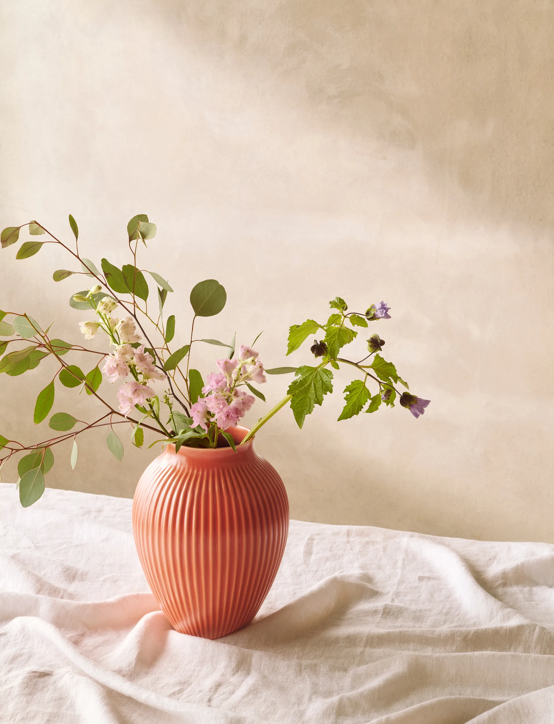 Vaso rigato Knabstrup 27 cm, Corallo Knabstrup Keramik