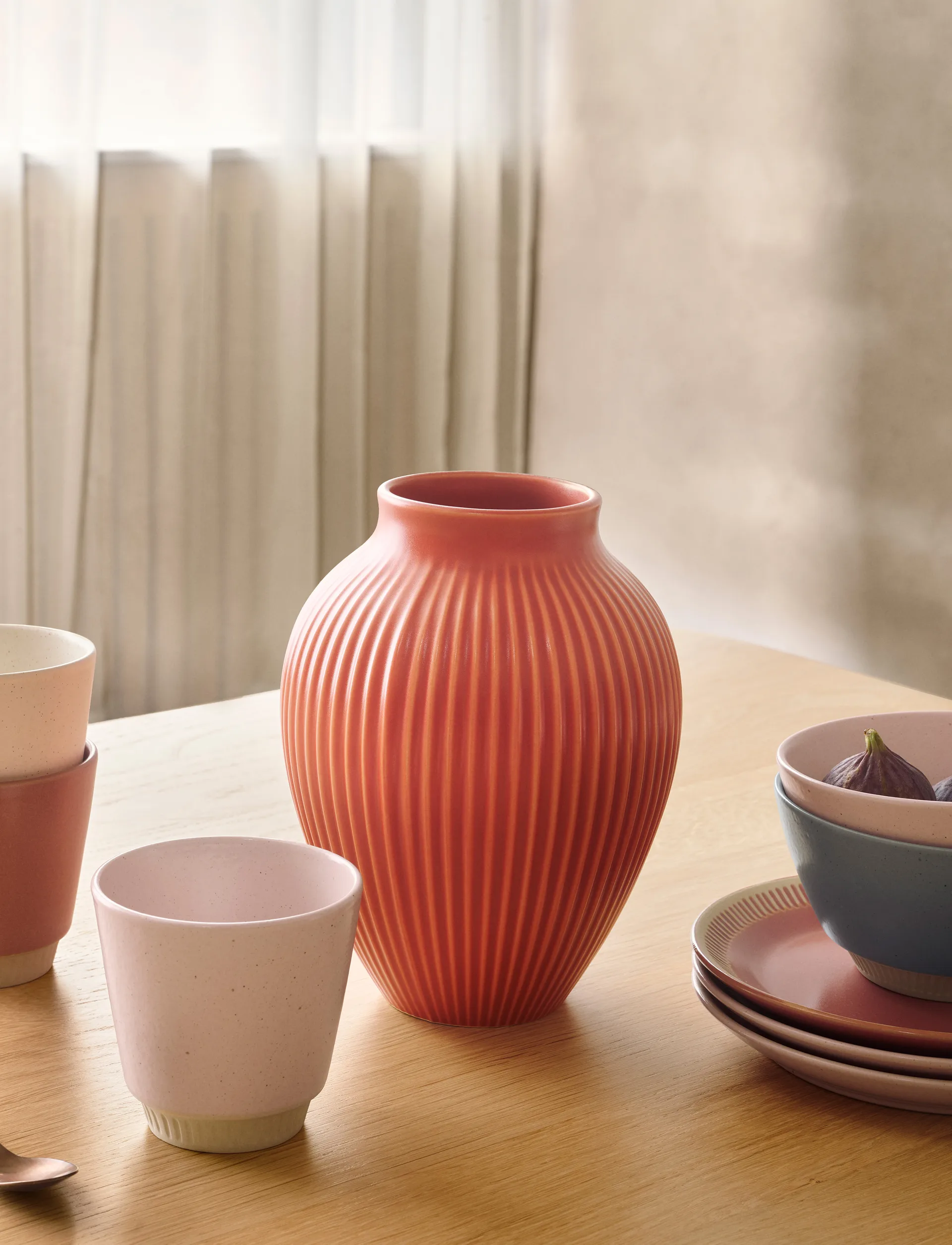 Vaso rigato Knabstrup 27 cm, Corallo Knabstrup Keramik